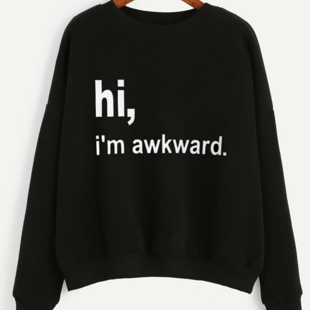 SHEIN BLACK SWEATER Hi, I’m Awkward